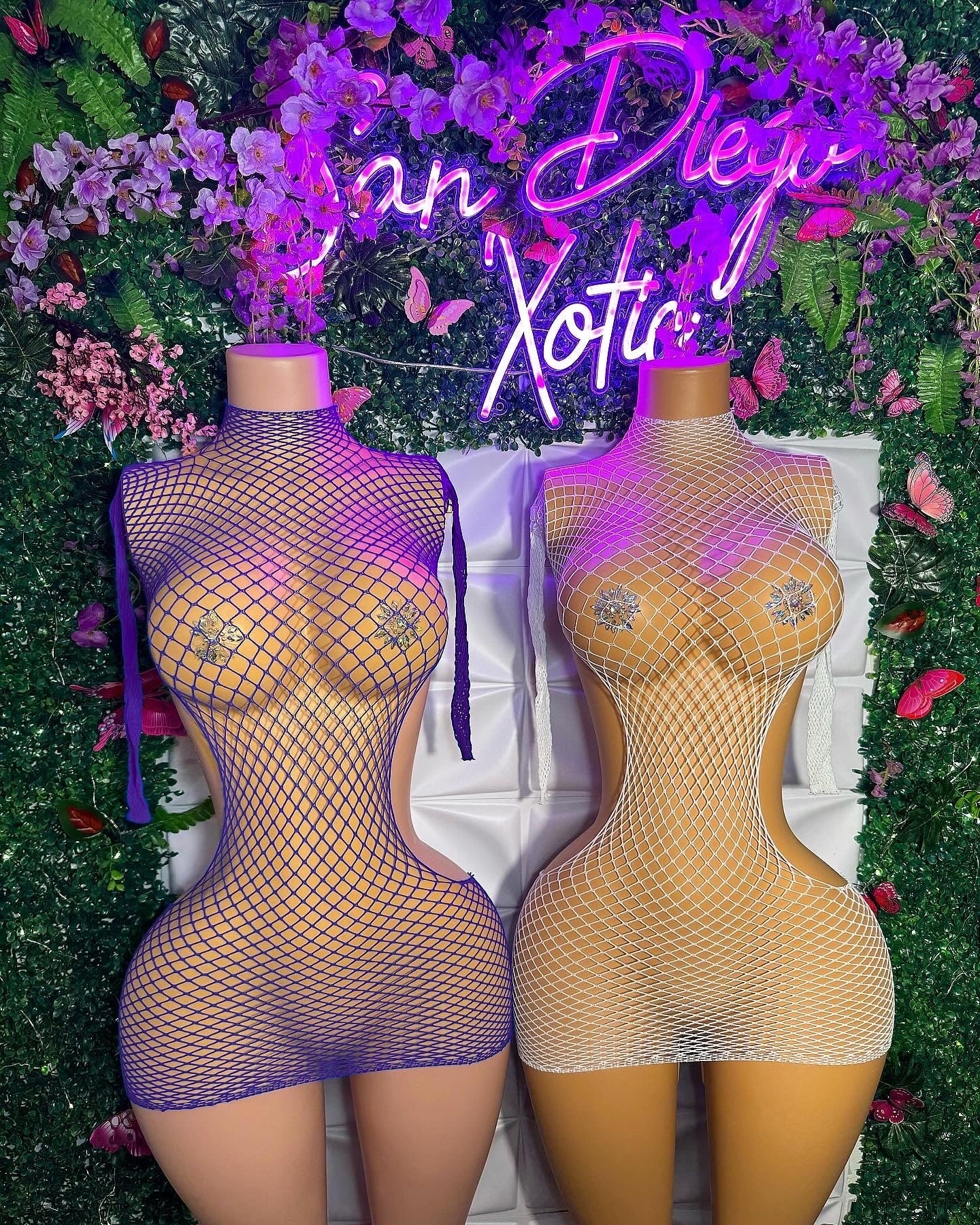 Lex Hollowed Out Sides Fishnet Dress Fits XS-L