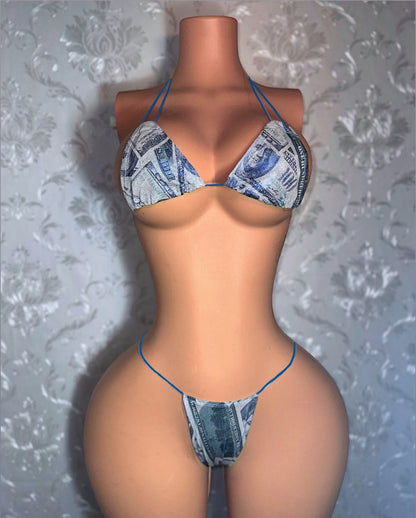 Money Piece — CREAM Collection Holographic and Metallic Money Print Bikini