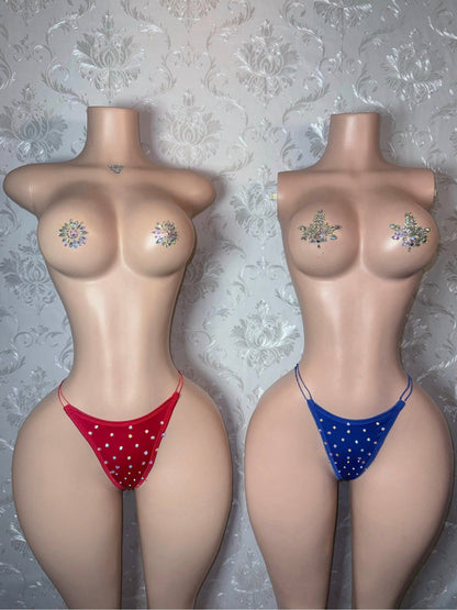Corded Thong Optional Rhinestones 1 Piece Single One Size XS-XL