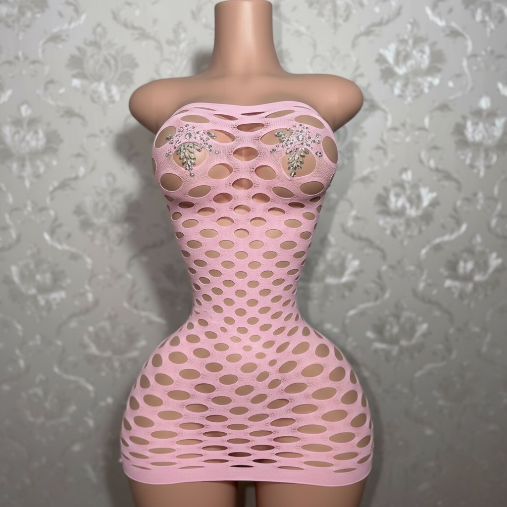 Money Maker Fishnet Dress Fits XS-XL