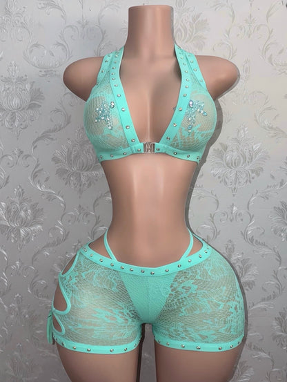 Ms. Daisy 3 Piece Fishnet Shorts Fits S-XL