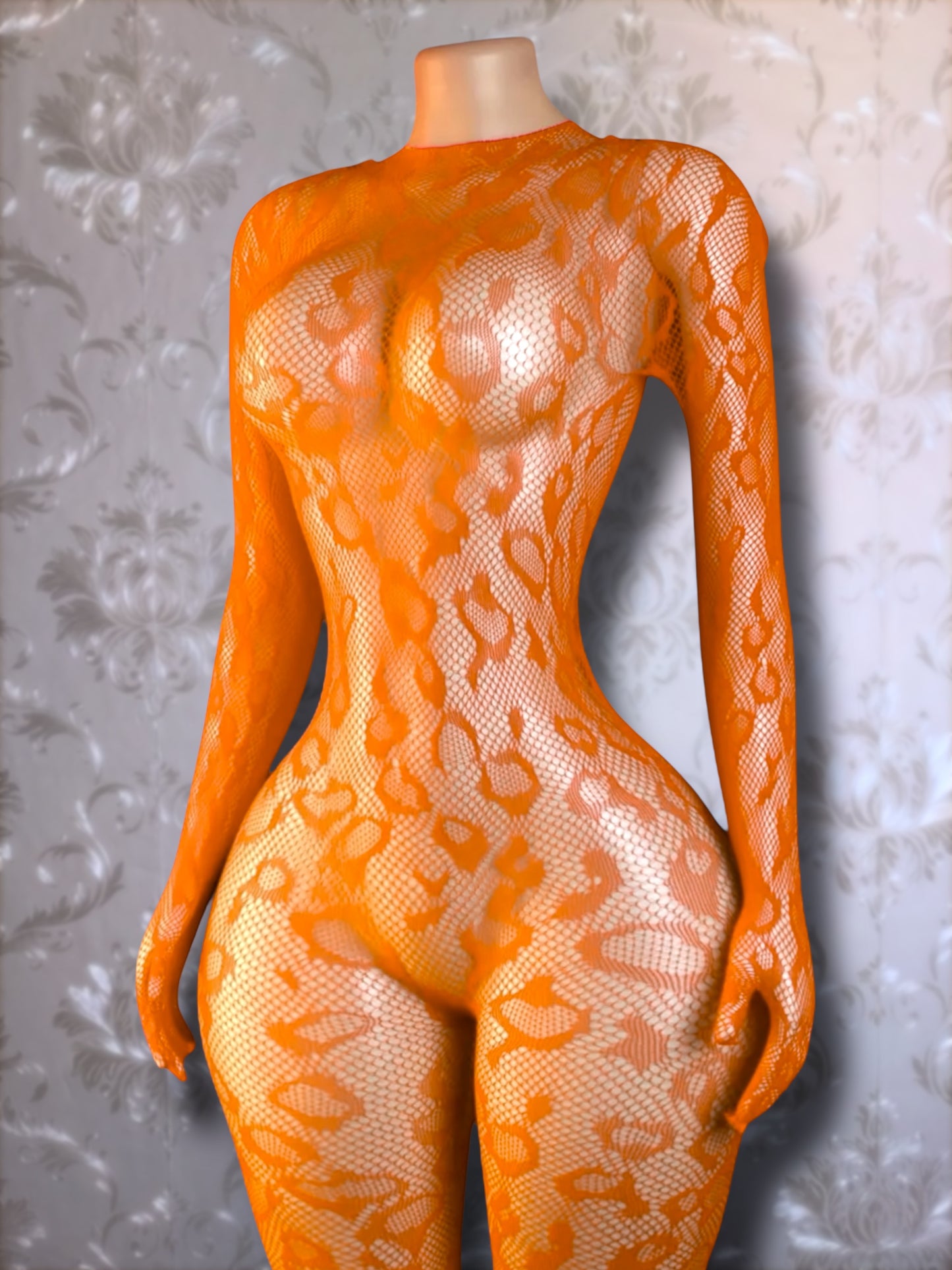 Sherice Cheetah Fishnet Bodystocking Fits All