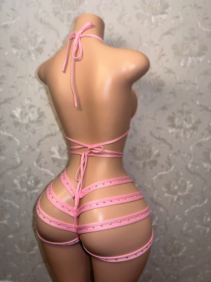 Georgia Peach + Teyana Fishnet Dress 3 Piece Set Fits S-L