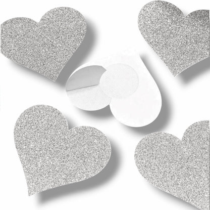 Glitter Pasties Silver Heart