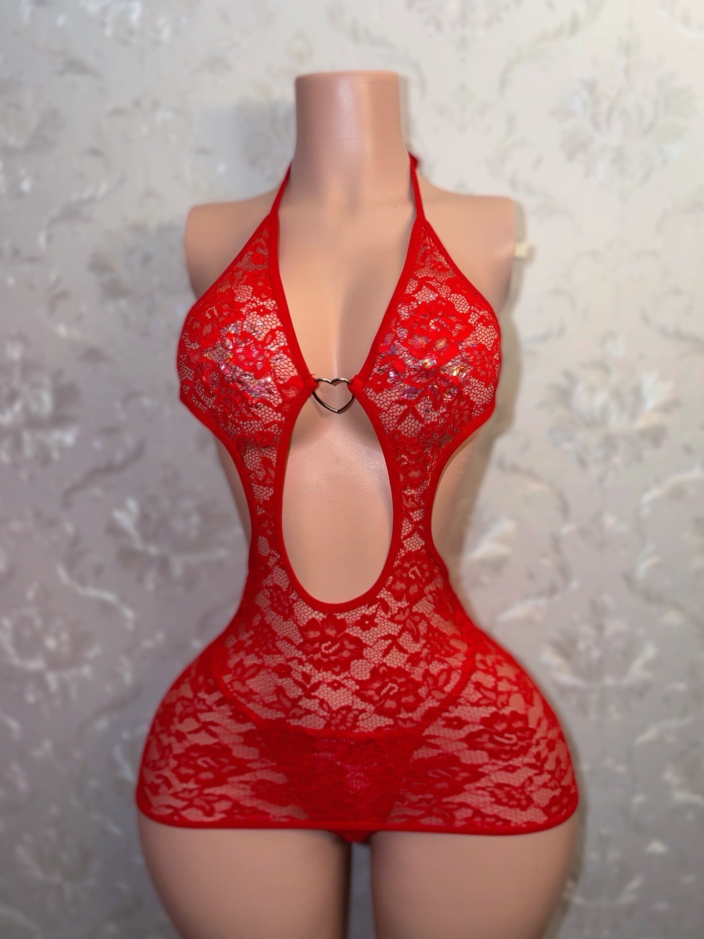 Cupid Lace Hater Mini Dress Set Fits S/M