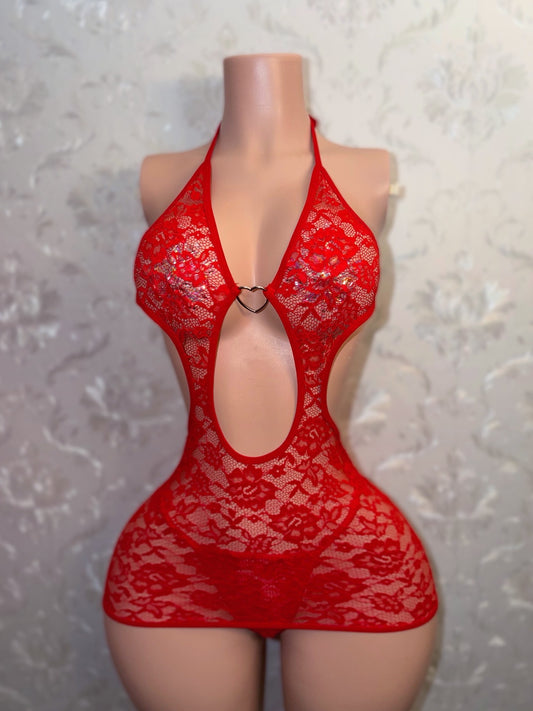 Cupid Lace Hater Mini Dress Set Fits S/M