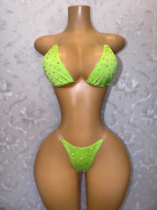 Kiwi Rhinestone 3 Piece Includes Cut Off Fishnet Shorts