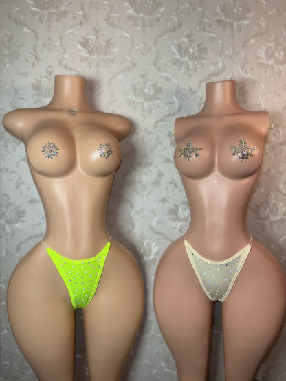 Corded Thong Optional Rhinestones 1 Piece Single One Size XS-XL