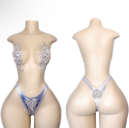 High Priestess — Birthday Crystal Diamond Bikini Set with Full Coverage Thong
