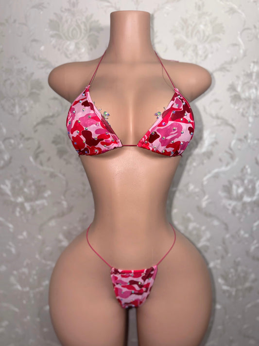 Jungle Doll Pink Camo Bikini Fits XS-L