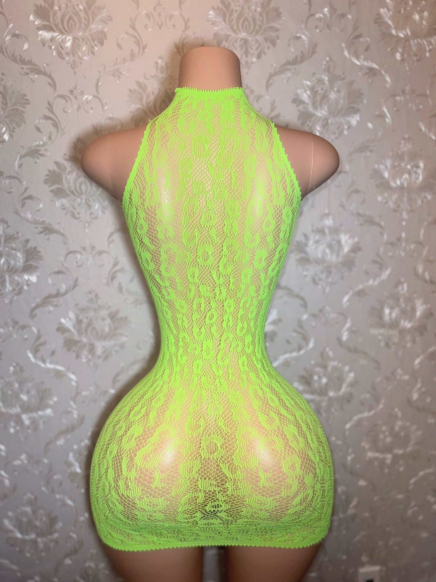 Royalty Plain Cheetah Fishnet Dress Fits XS-L