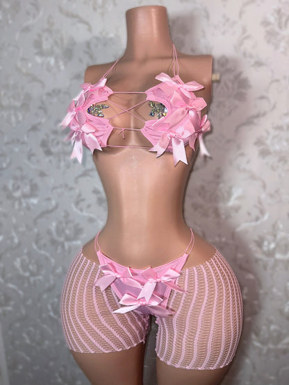 Lil Ho Peep Pink Bows 3 Piece Set on Pink Cord