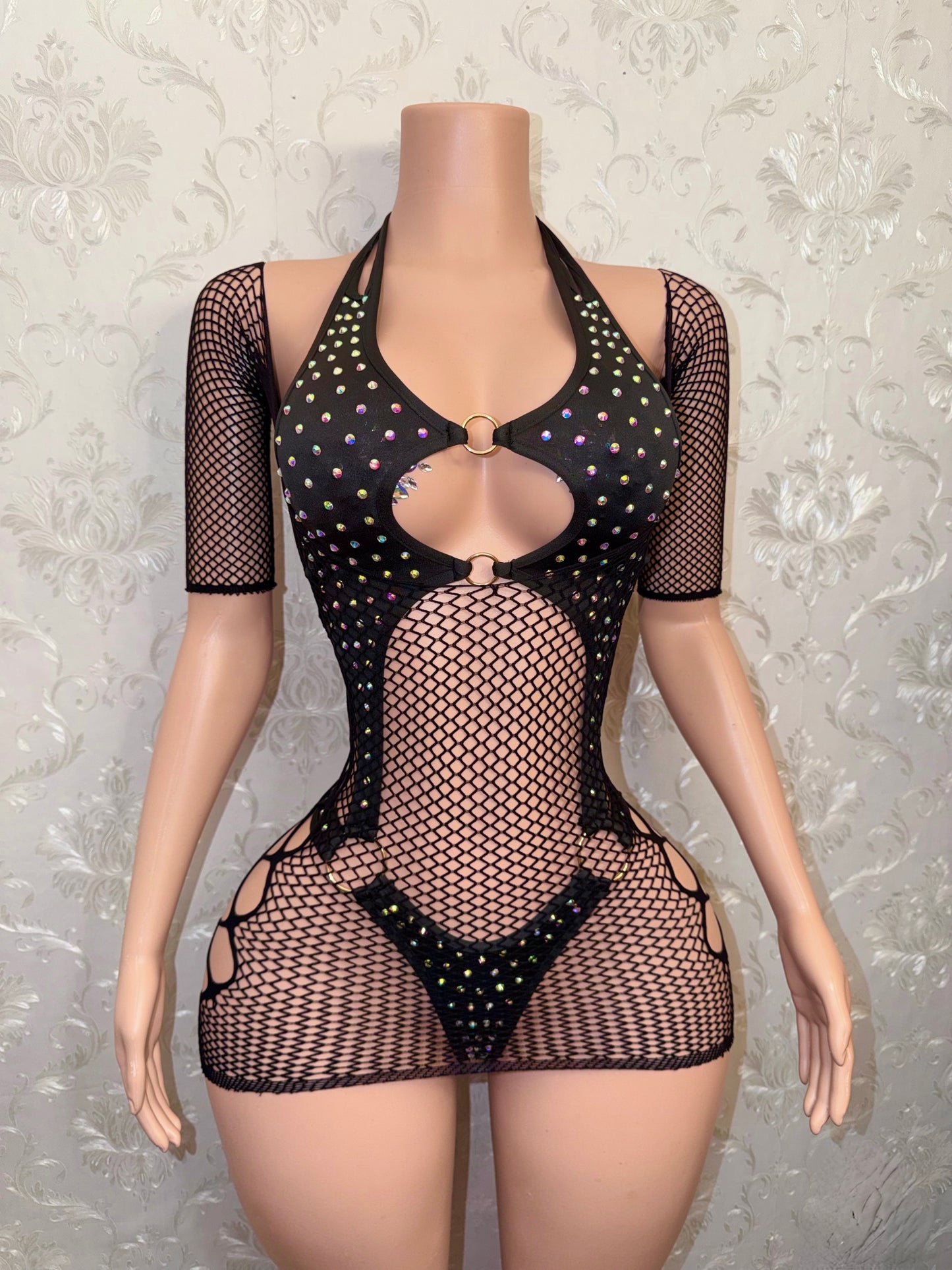Shadé 2 Piece One Piece & Fishnet Set Fits S-M