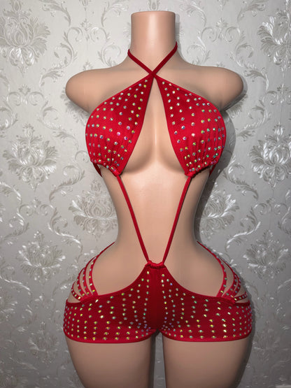 Million Dollar Baby Rhinestone Romper Fits M-L
