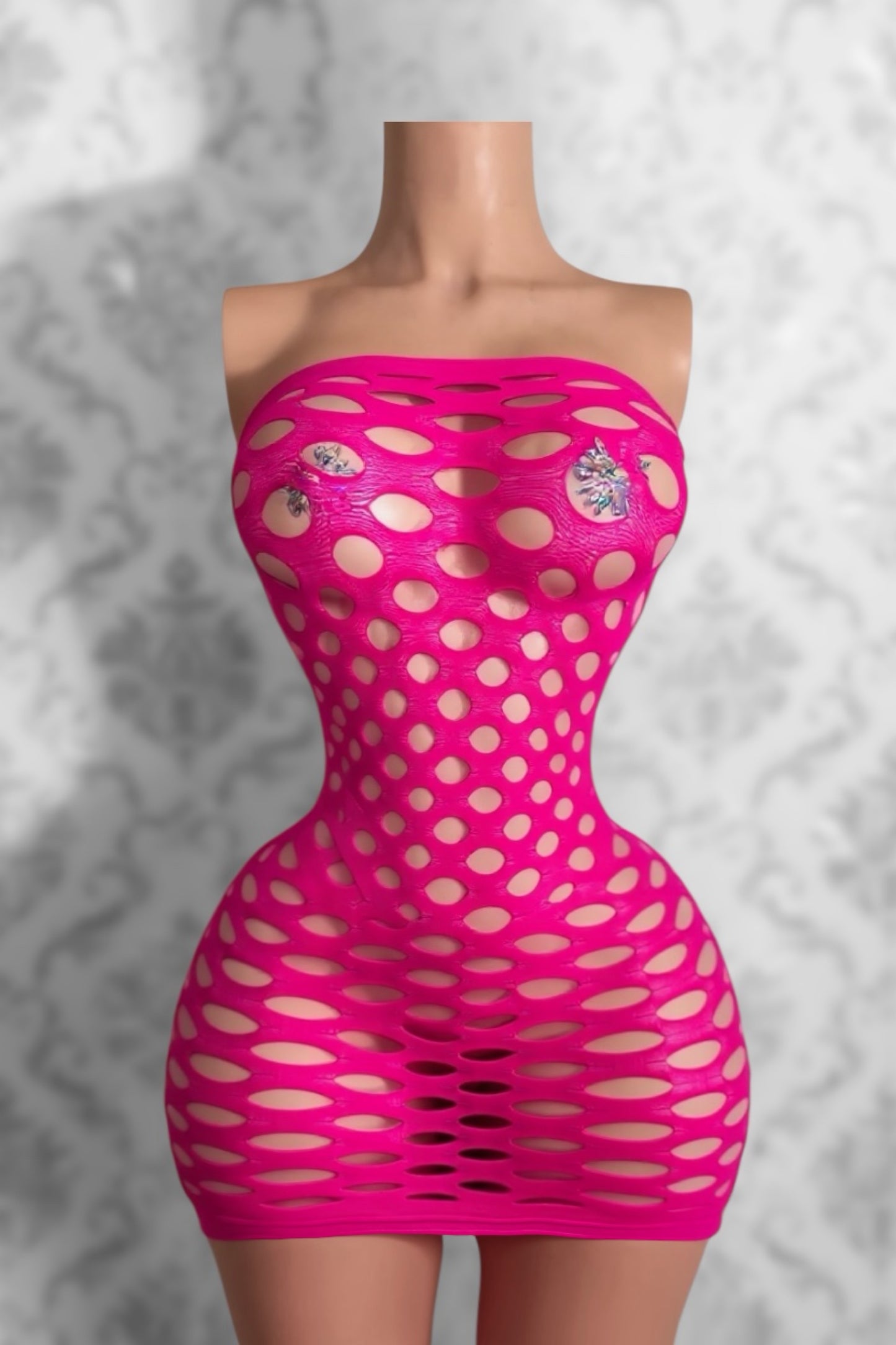 Money Maker Fishnet Dress Fits XS-XL
