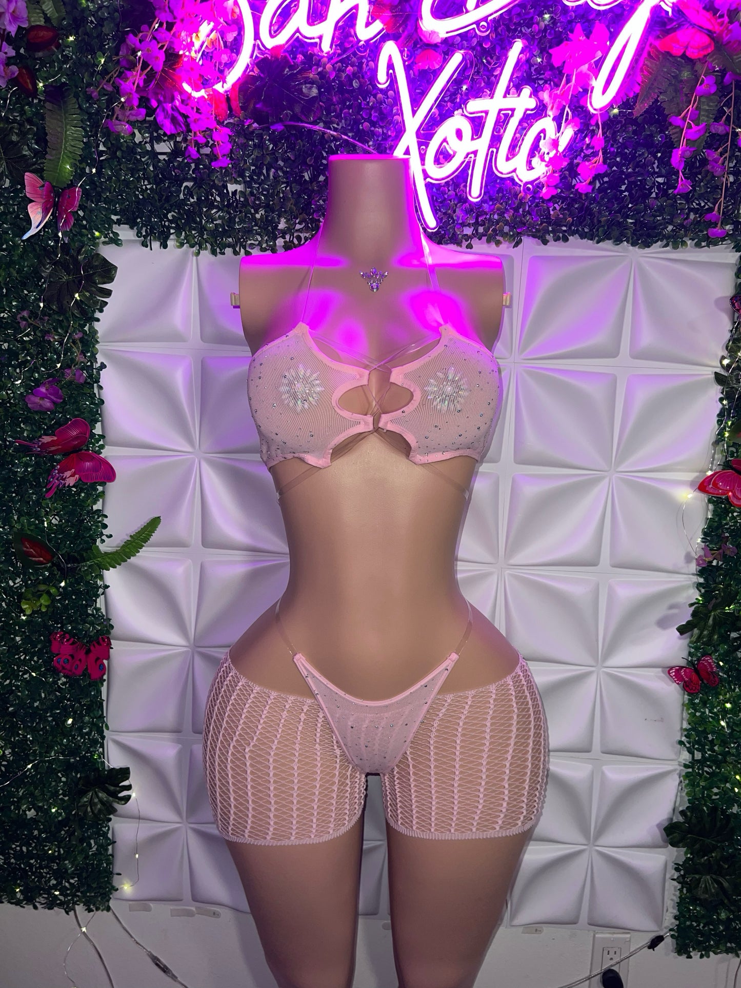 Riyah — 3 Piece Set Pastel Colors with Cut-Off Fishnets