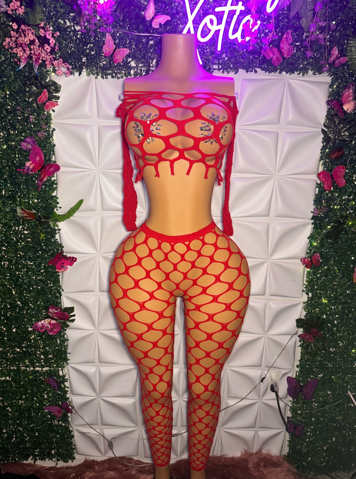 Stella Pothole Fishnet 2 Piece Legging Set Fits XS-L