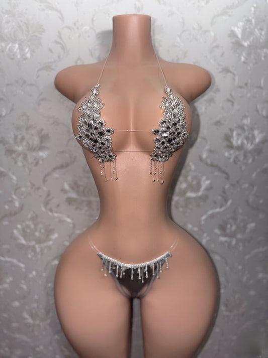 Dripping In Diamonds Crystal Bikini Birthday Set With Tassels