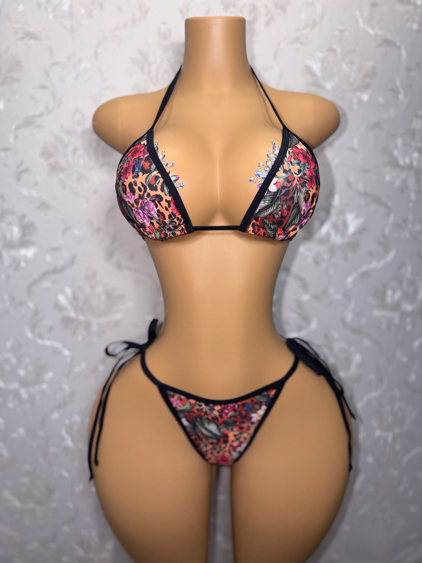 Forbidden Fruit Leopard Floral Bikini With Sarong