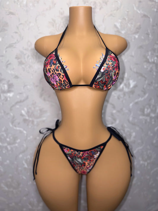 Forbidden Fruit Leopard Floral Bikini With Sarong