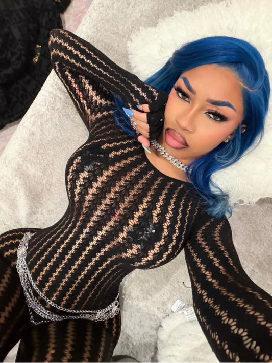 Sevyn Fishnet Jumpsuit Fits XS-L