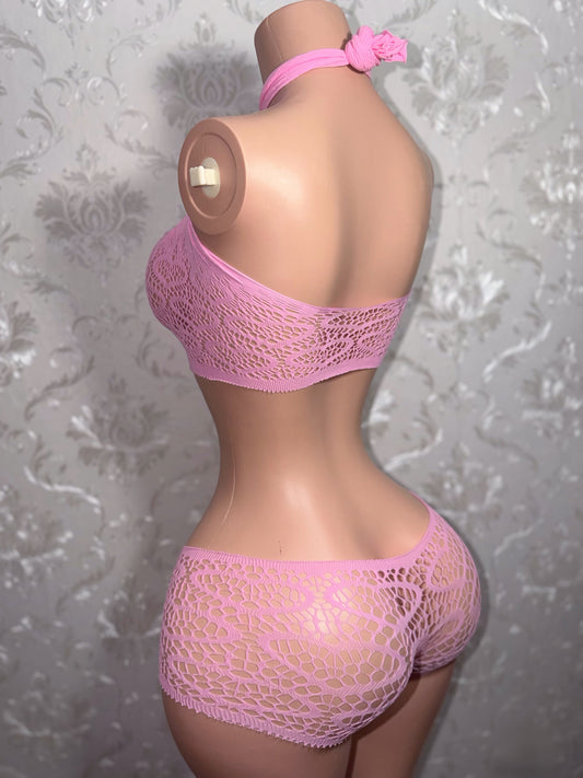 Be Mine Low Rise Fishnet Shorts Set Fits XS-L
