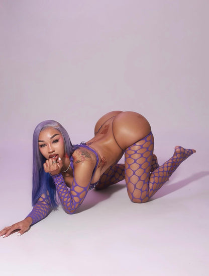 Icelyn 3 Piece Cutoff Fishnet Set With Shrug Fits XS-L