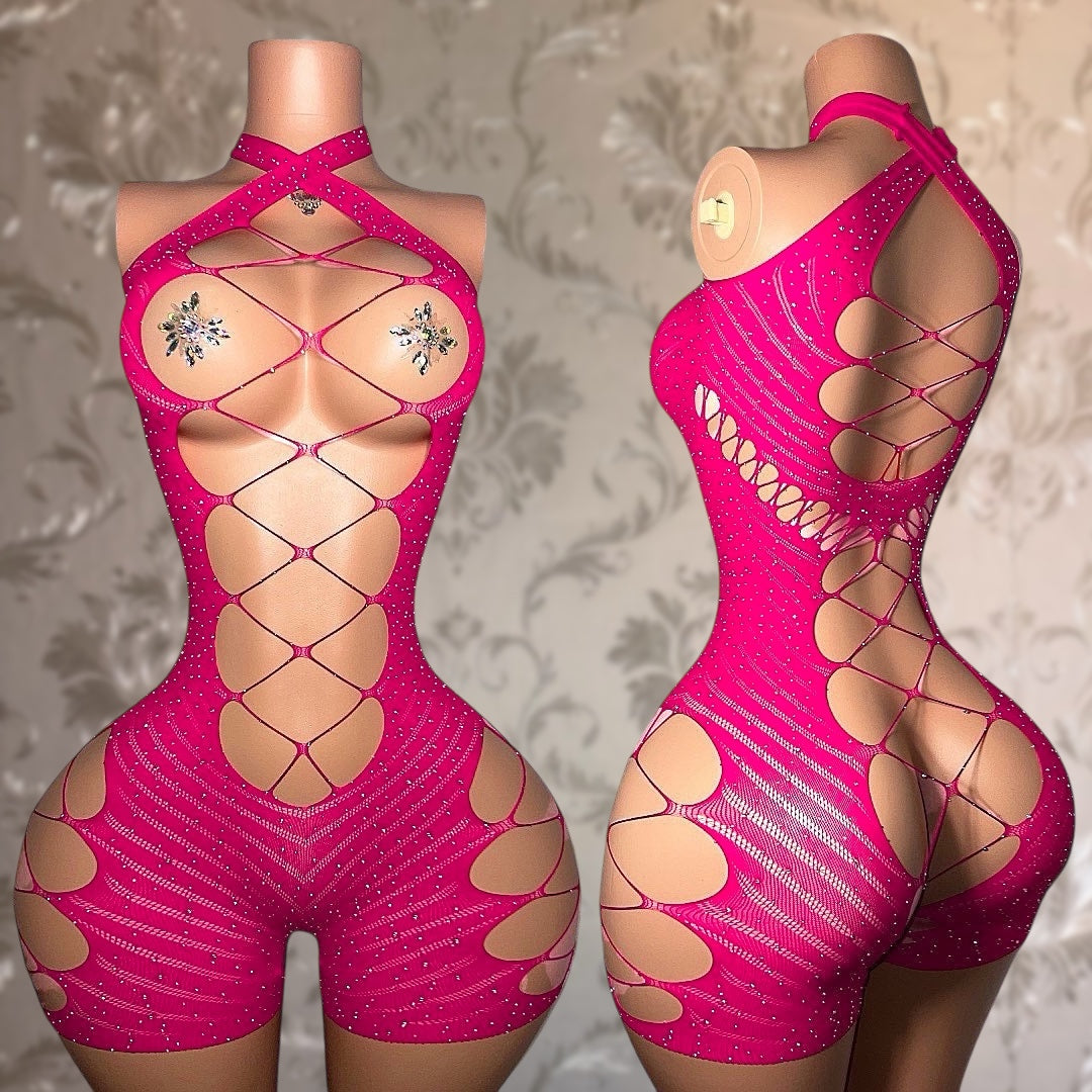 Miami Nightz Fishnet Romper Fits XS-L