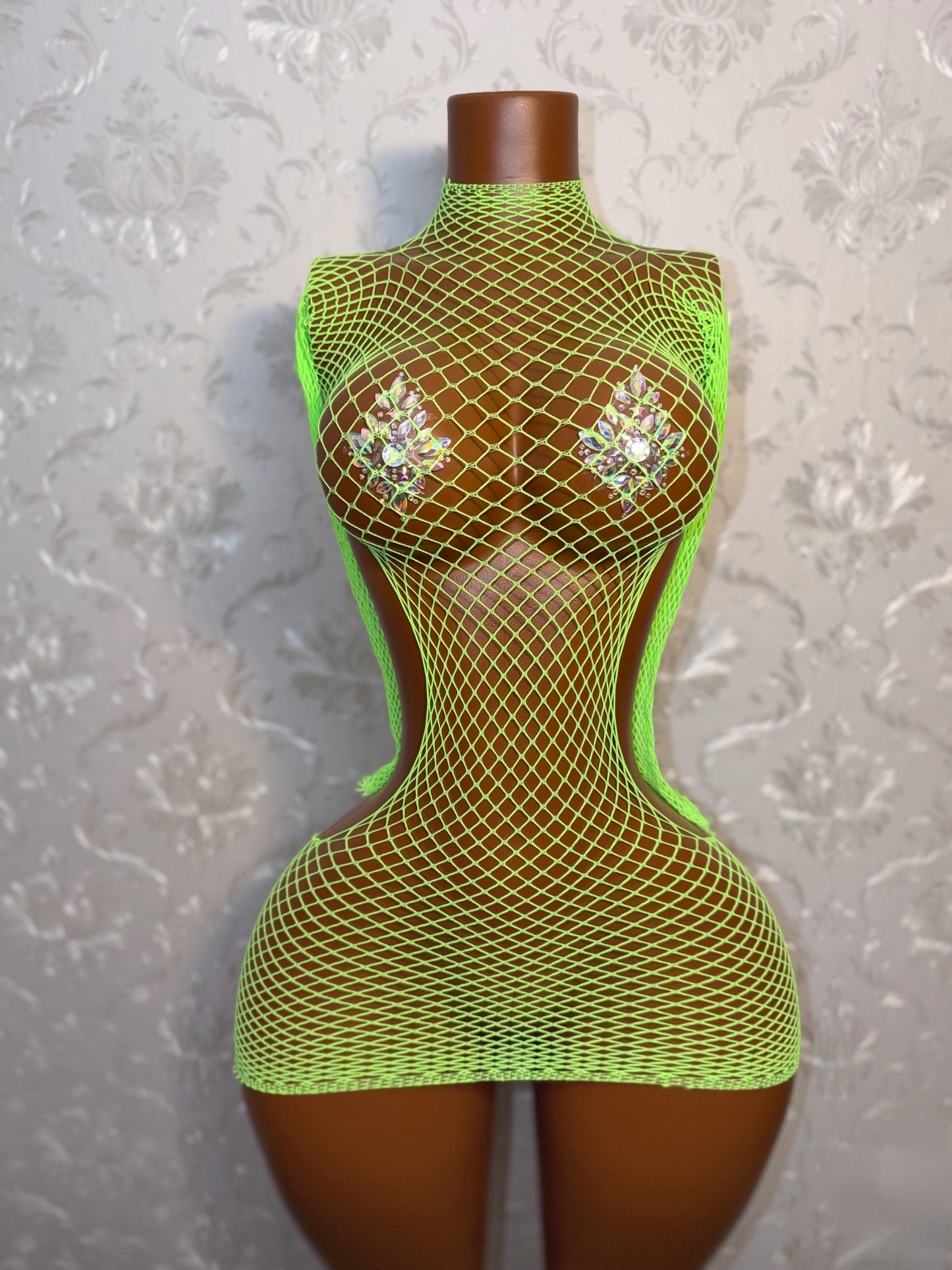Lex Hollowed Out Sides Fishnet Dress Fits XS-L