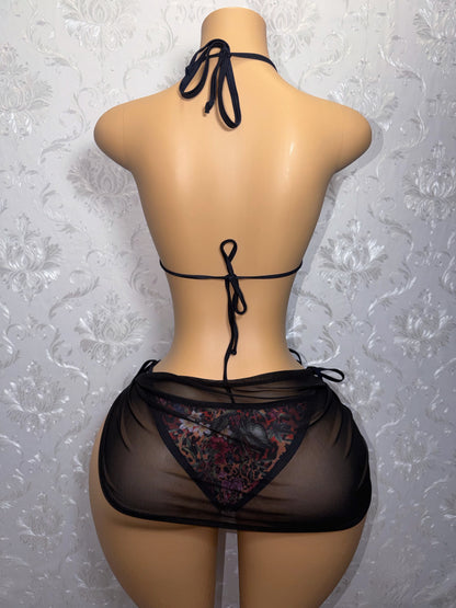 Forbidden Fruit Leopard Floral Bikini With Sarong