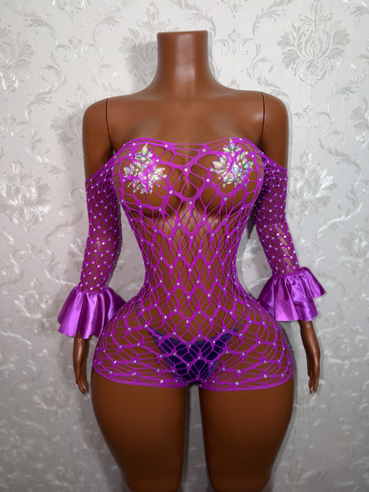 Kayla Fishnet Romper Fits Regular To Plus Size M-XXL
