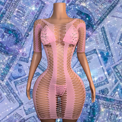 Giana Fishnet Set Dress and Bikini Fits XS-L
