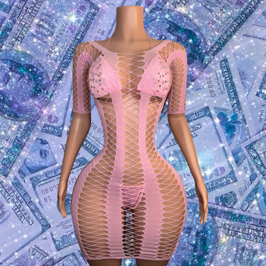 Giana Fishnet Set Dress and Bikini Fits XS-L