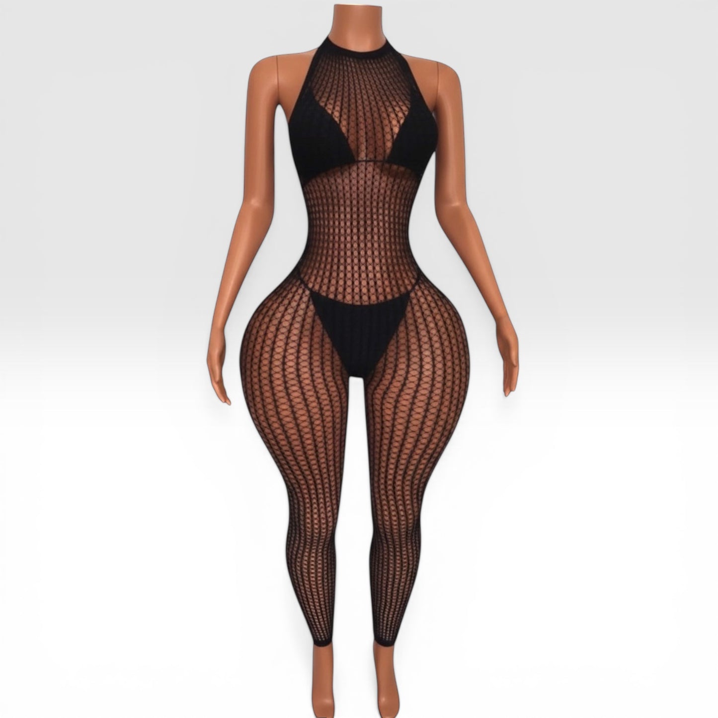 Serena Halter Fishnet Bodystocking Fits XS-L