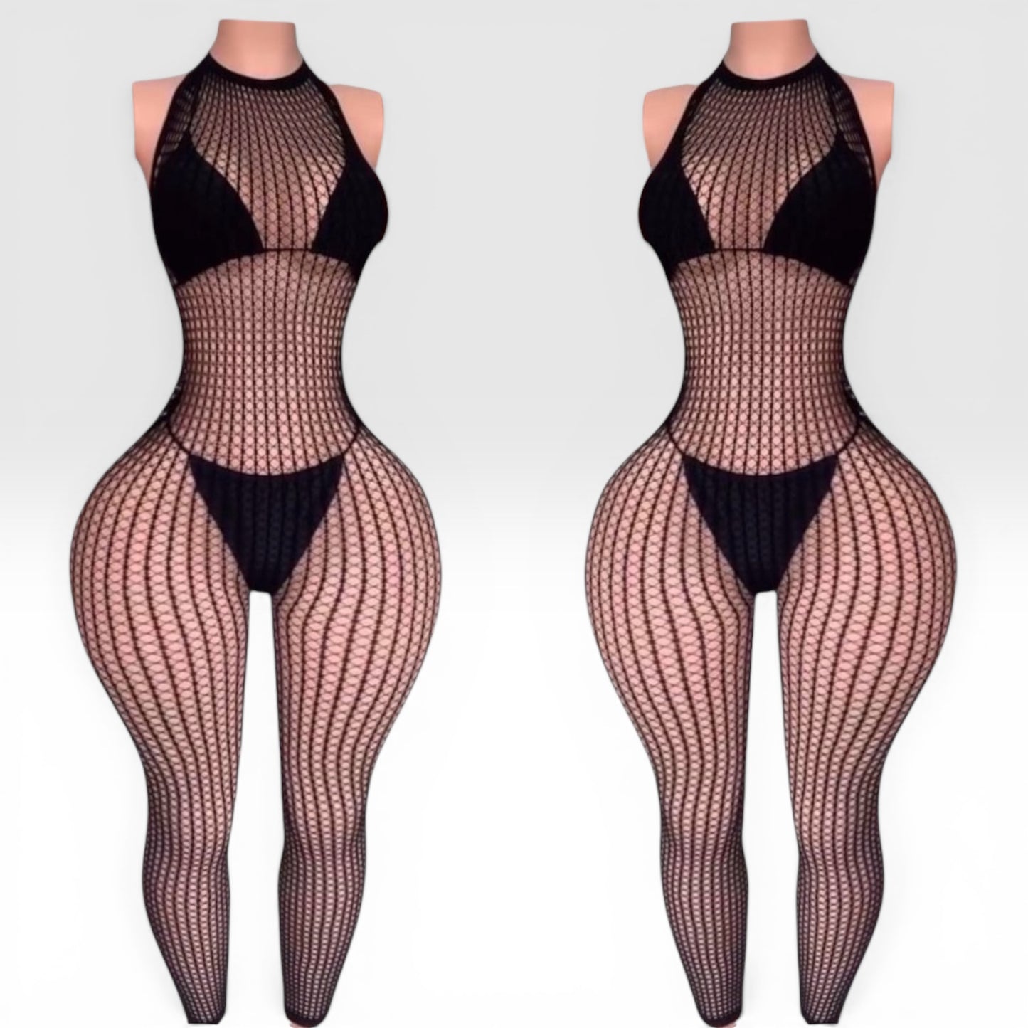 Serena Halter Fishnet Bodystocking Fits XS-L