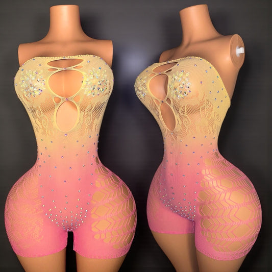 Sorbaé Multicolor Ombré Lace Romper Fits XS-M/L, Dress Fits All