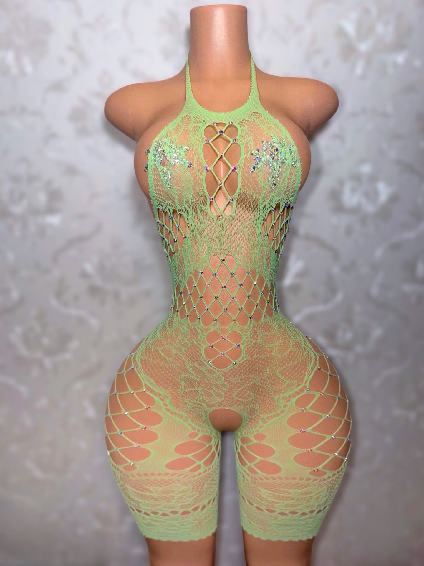 Lacey Lace Fishnet Romper Fits XS-L