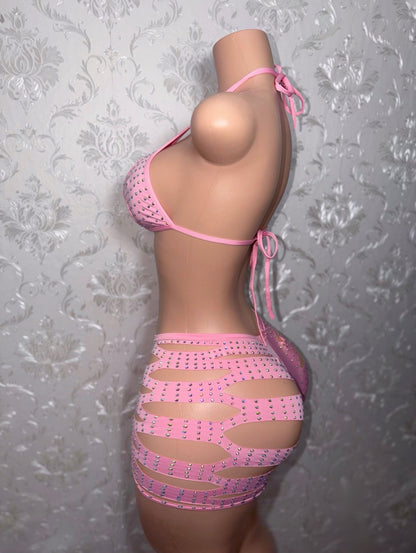 Baby Pink Valentina Slit Shorts Set fits S-L