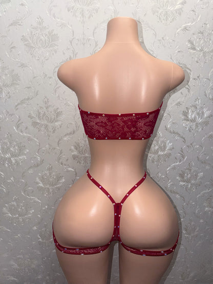 Jacqueline Wine Cheetah Cutout Fishnet Shorts Set Fits S-Li