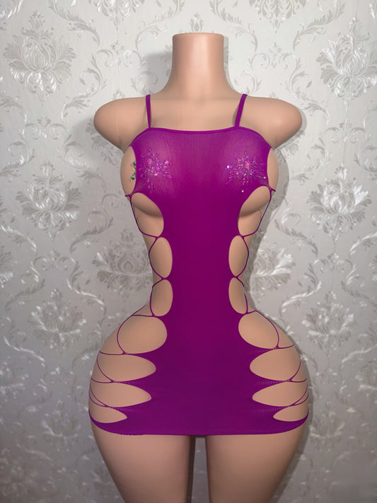 Isis Hollow Sides Fishnet Romper Fits XS-M, Dress Fits XS-L