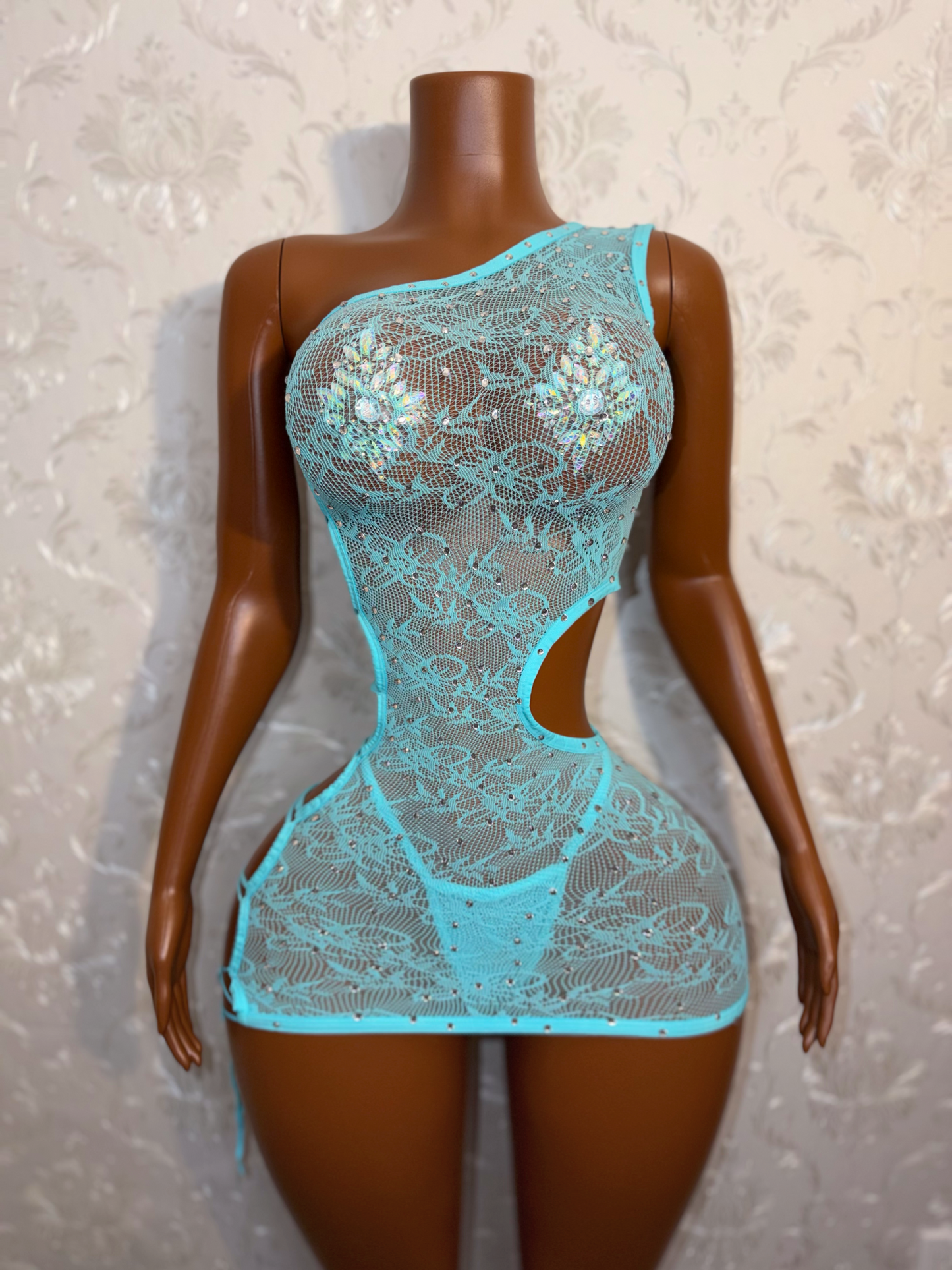 Fiji Off Shoulder Fishnet Dress Set Fits XS-XL