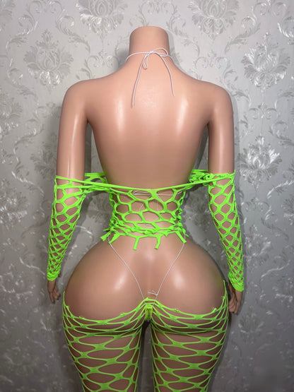 Icelyn 4 Piece Full Top Fishnet Set Fits XS-L