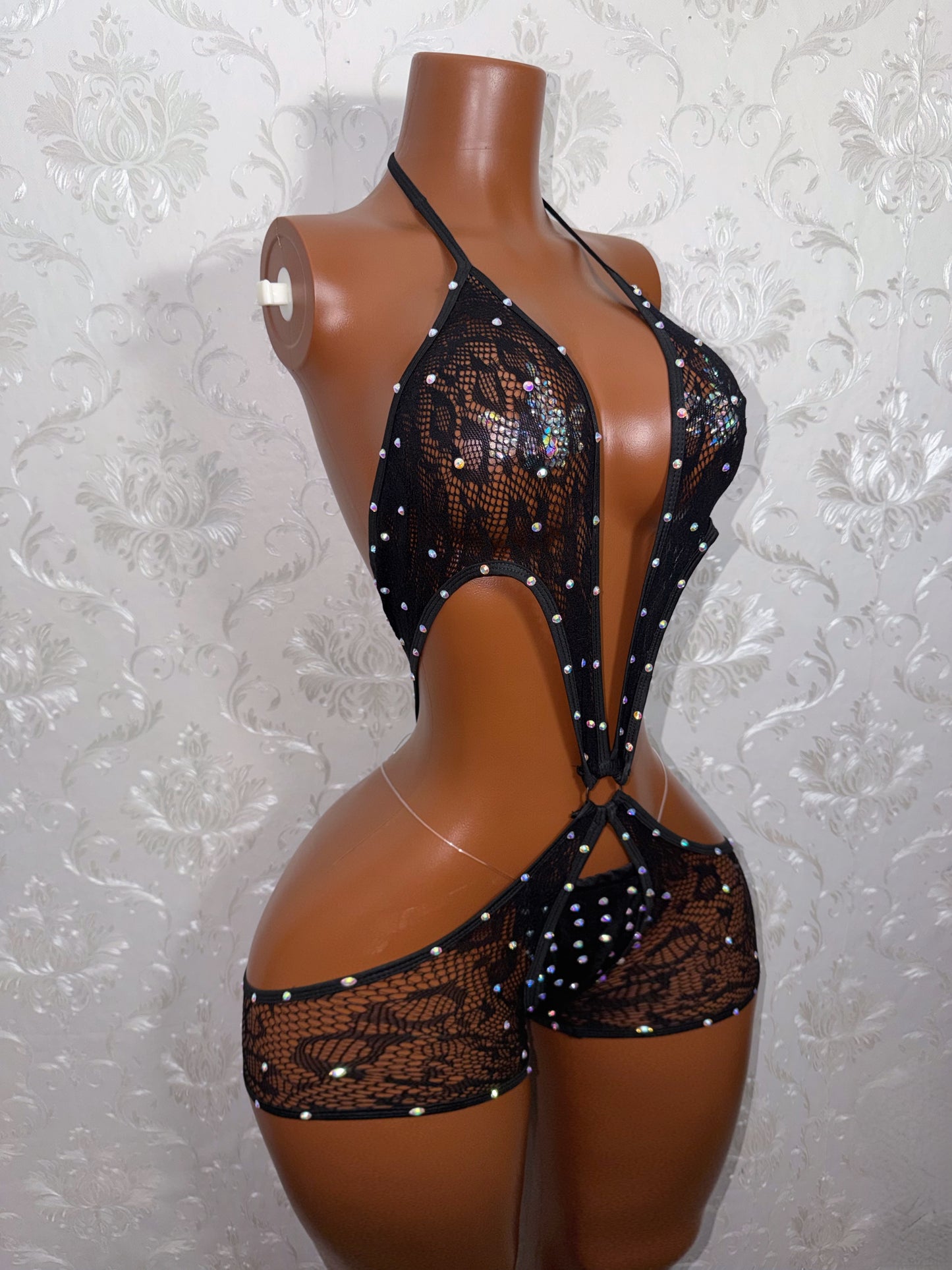 High Maintenance Rhinestone Bumpster Romper Set Fits S-M