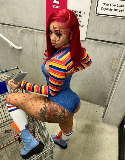 Evil Doll 2 Piece Includes One Piece and Long Sleeve Crop Top
