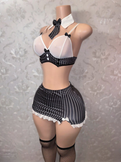 Wednesday Costume Goth Girl 5 Piece Skirt Set