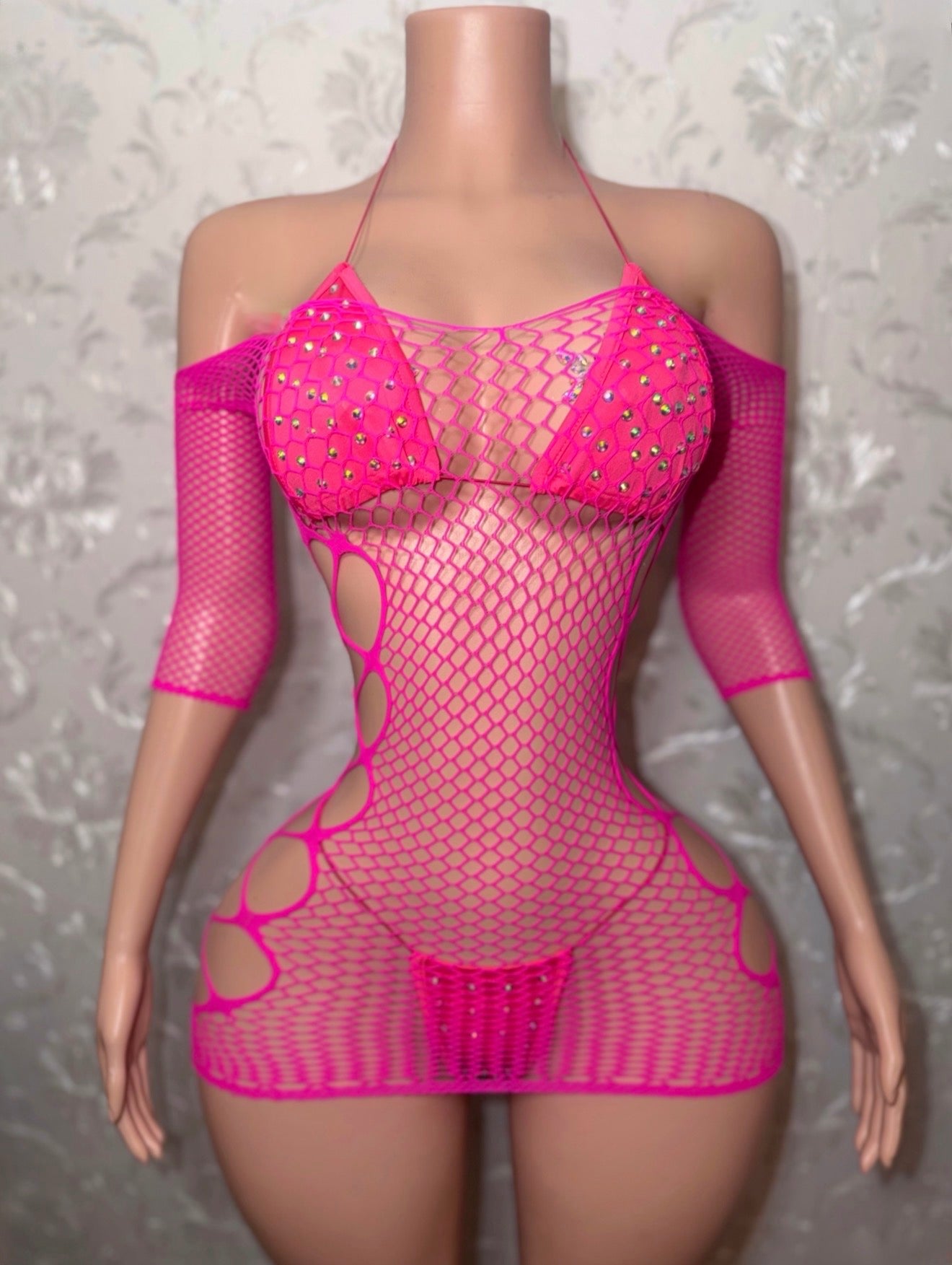 Martina Bikini + Teyana Fishnet Dress 3 Piece Set Fits XS-L