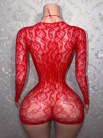 Suriyah Fishnet Romper 3 Piece With Bikini Fits XS-L