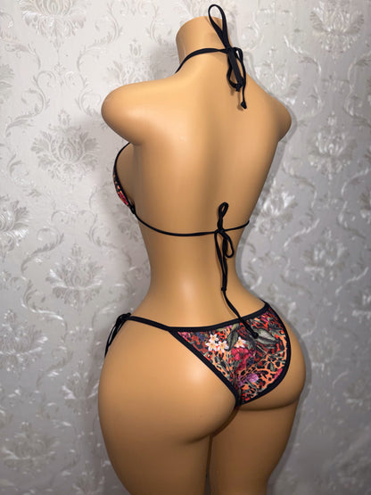 Forbidden Fruit Leopard Floral Bikini With Sarong