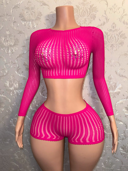 Caleesi — Fishnet Shorts Set Fits XS-L