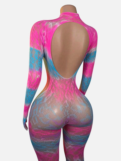 Cotton Candy Sherice Cheetah Fishnet Bodystocking One Size Fits All